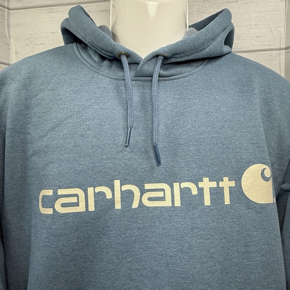 Carhartt Men's Size Medium Loose Fit Midweight Logo Graphic Hoodie Blue Heather